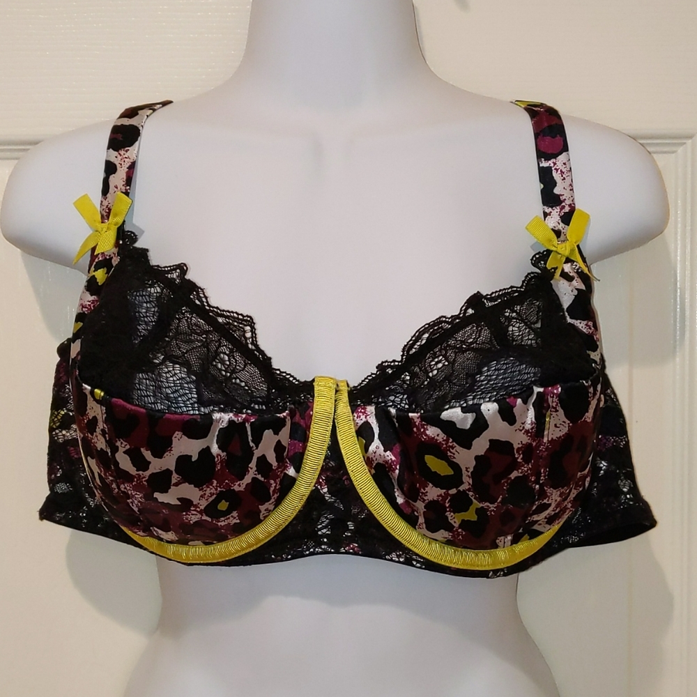 Cacique Leopard lace, mesh and silk bra